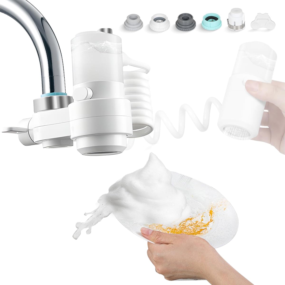 HASTHIP Kitchen Sink Faucet with Refillable Soap Dispenser 360 ° Fleixble Separate Sprayer Design Auto Soap Mixing Design with One Button to Switch, Universal Kitchen Sink Faucet Extender HASTHIP Kitchen Sink Faucet with Refillable Soap Dispenser 360 ° Fleixble Separate Sprayer Design Auto Soap Mixing Design with One Button to Switch, Universal Kitchen Sink Faucet Extender